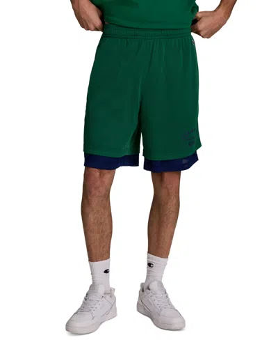 Champion Men's Double Layer Athletics Graphic Shorts In Green