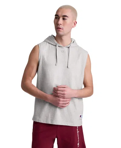 Champion Men's Embroidered C Logo Adjustable Drawcord Hooded Tank Top In Oxford Gray