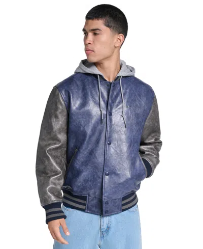 Champion Men's Faux Leather Varsity Full-zip Jacket In Multi