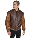 Champion Men's Faux Leather Varsity Jacket In Brown