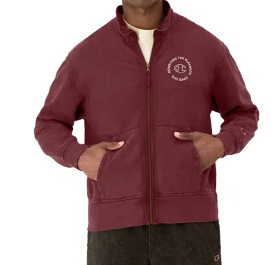Champion Men's Full-zip Logo Jacket In Maroon In Burgundy
