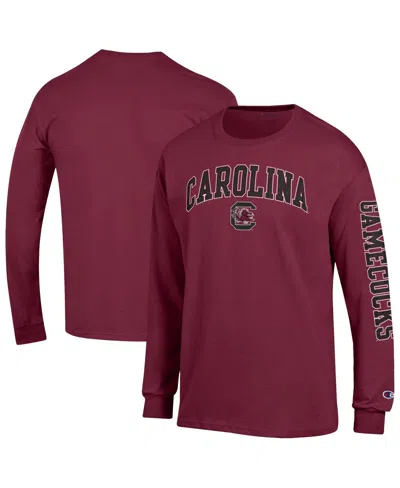 Champion Men's Garnet South Carolina Gamecocks Arch Over Logo 2-hit Long Sleeve T-shirt In Burgundy