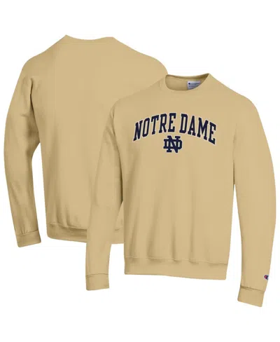 Champion Men's Gold Notre Dame Fighting Irish Arch Over Logo Pullover Sweatshirt In Brown