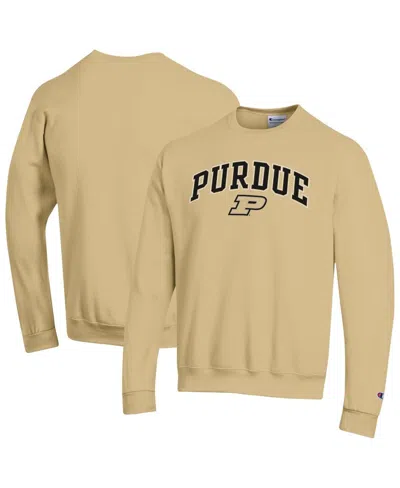 Champion Men's Gold Purdue Boilermakers Arch Over Logo Pullover Sweatshirt In Brown