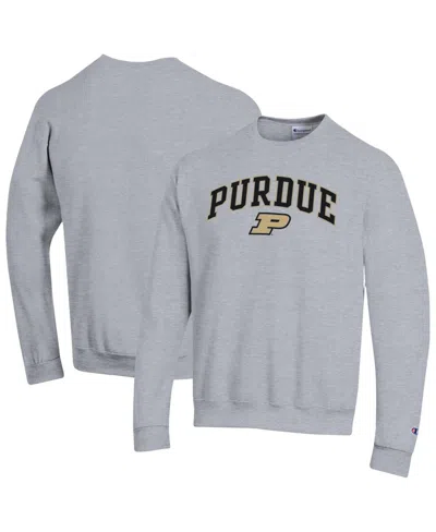 Champion Men's Gold Purdue Boilermakers Arch Over Logo Pullover Sweatshirt In Gray