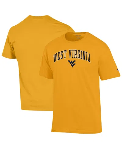 Champion Men's Gold West Virginia Mountaineers Arch Over Logo T-shirt In Orange