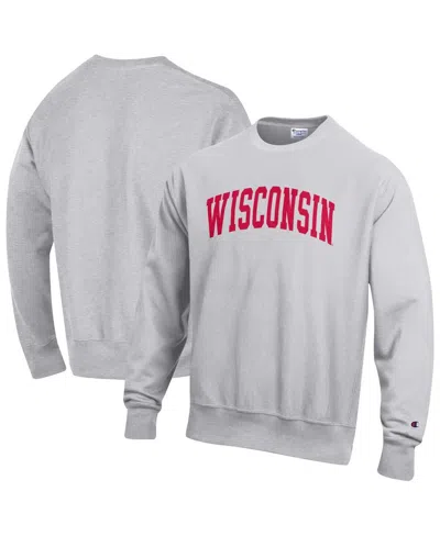 Champion Men's Gray Wisconsin Badgers Reverse Weave Fleece Sweatshirt