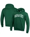 Champion Men's Green Michigan State Spartans Basic Arch Fleece Pullover Hoodie In Green