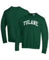 Champion Men's Green Tulane Green Wave Basic Arch Fleece Pullover Sweatshirt In Green