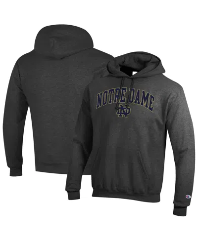 Champion Men's Heather Charcoal Notre Dame Fighting Irish Arched Logo Fleece Pullover Hoodie In Gray