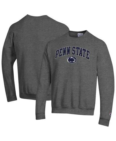 Champion Men's Heather Charcoal Penn State Nittany Lions Arch Over Logo Pullover Sweatshirt In Gray