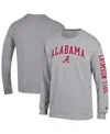 Champion Men's Heather Gray Alabama Crimson Tide Arch Over Logo 2-hit Long Sleeve T-shirt In Gray