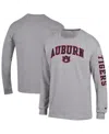 Champion Men's Heather Gray Auburn Tigers Arch Over Logo 2-hit Long Sleeve T-shirt In Gray