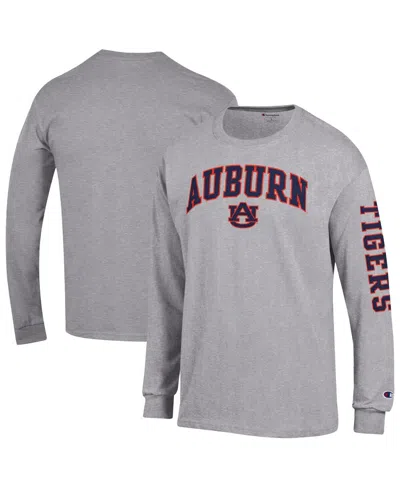 Champion Men's Heather Gray Auburn Tigers Arch Over Logo 2-hit Long Sleeve T-shirt