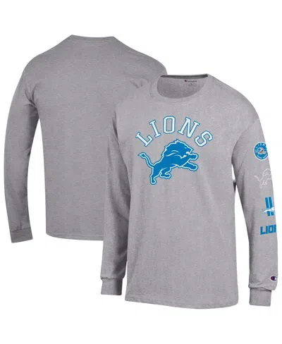 Champion Heather Gray Detroit Lions Seal Long Sleeve T-shirt