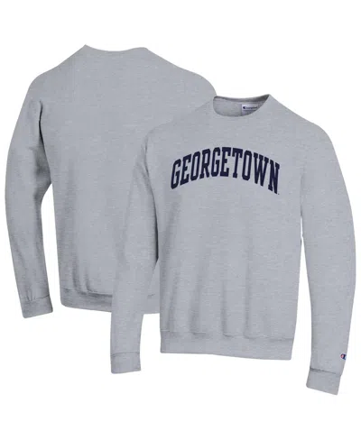 Champion Men's Heather Gray Georgetown Hoyas Basic Arch Fleece Pullover Sweatshirt