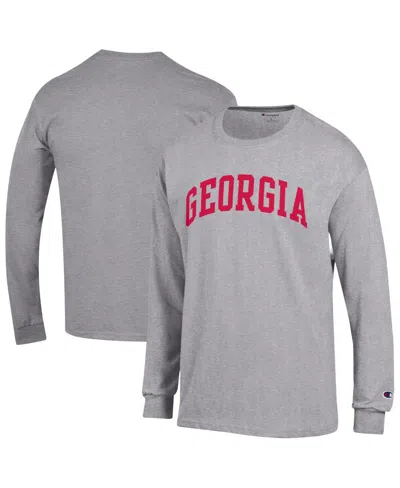 Champion Men's Heather Gray Georgia Bulldogs Basic Arch Long Sleeve T-shirt