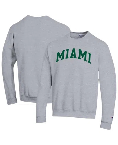 Champion Men's Heather Gray Miami Hurricanes Basic Arch Fleece Pullover Sweatshirt