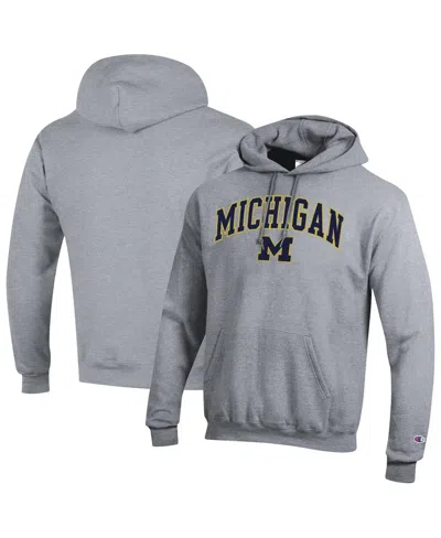 Champion Heather Gray Michigan Wolverines Arch Over Logo Pullover Hoodie