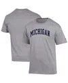 Champion Men's Heather Gray Michigan Wolverines Basic Arch T-shirt In Gray