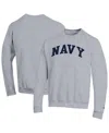 Champion Heather Gray Navy Midshipmen Basic Arch Fleece Pullover Sweatshirt In Gray