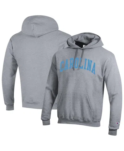 Champion Men's Heather Gray North Carolina Tar Heels Basic Arch Fleece Pullover Hoodie In Yellow