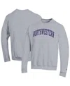 Champion Men's Heather Gray Northwestern Wildcats Basic Arch Fleece Pullover Sweatshirt In Gray