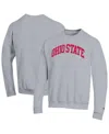 Champion Heather Gray Ohio State Buckeyes Basic Arch Fleece Pullover Sweatshirt In Gray