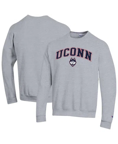 Champion Men's Heather Gray Uconn Huskies Arch Over Logo Pullover Sweatshirt