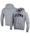 Champion Men's Heather Gray Uconn Huskies Basic Arch Fleece Pullover Hoodie