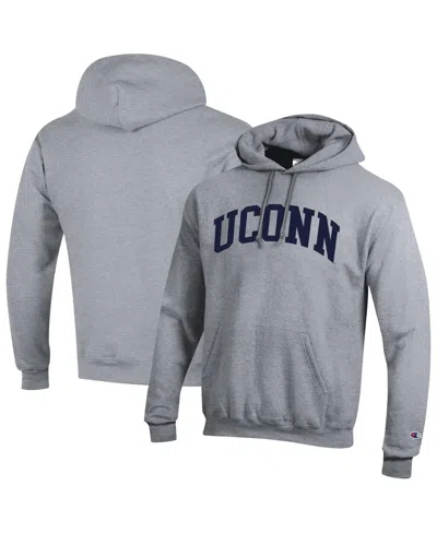 Champion Men's Heather Gray Uconn Huskies Basic Arch Fleece Pullover Hoodie