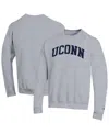 Champion Men's Heather Gray Uconn Huskies Basic Arch Fleece Pullover Sweatshirt In Gray