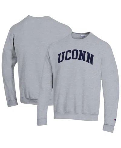 Champion Men's Heather Gray Uconn Huskies Basic Arch Fleece Pullover Sweatshirt