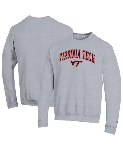 Champion Men's Heather Gray Virginia Tech Hokies Arch Over Logo Pullover Sweatshirt