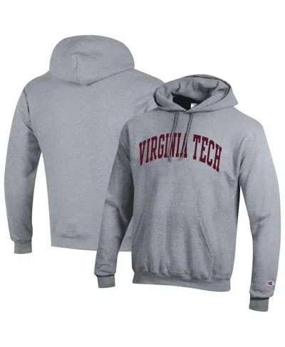 Champion Men's Heather Gray Virginia Tech Hokies Basic Arch Fleece Pullover Hoodie