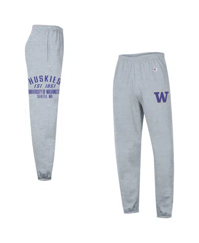 Champion Men's Heather Gray Washington Huskies Power Blend Banded Fleece Sweatpants