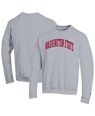 Champion Men's Heather Gray Washington State Cougars Basic Arch Fleece Pullover Sweatshirt