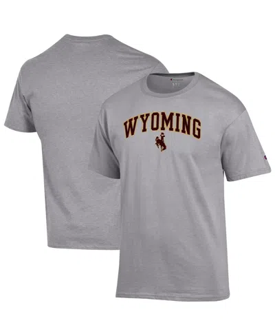 Champion Men's Heather Gray Wyoming Cowboys Arched Logo T-shirt