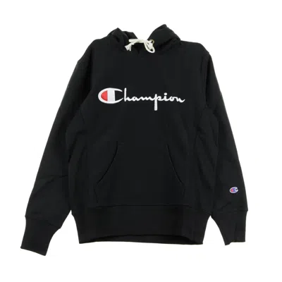 Champion Reverse Weave Logo Hoodie In Black