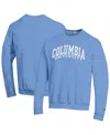 Champion Men's Light Blue Columbia University Basic Arch Fleece Pullover Sweatshirt In Blue