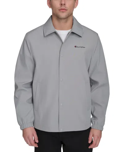 Champion Men's Logo Coach Jacket In Gray