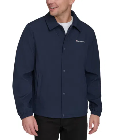 Champion Men's Logo Coach Jacket In Navy Peacoat