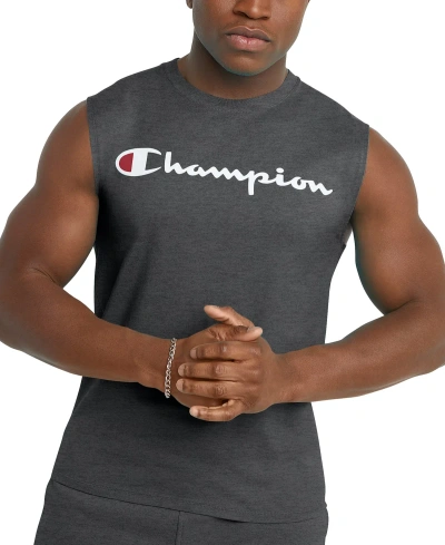 Champion Men's Logo Sleeveless T-shirt In Granite Heather