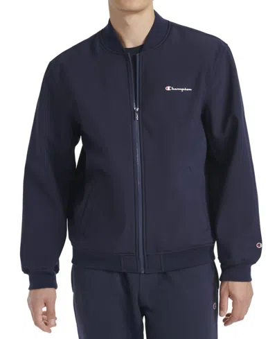 Champion Softshell Varsity Bomber Jacket In Midnight