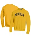 Champion Men's Maize Michigan Wolverines Basic Arch Fleece Pullover Sweatshirt In Yellow