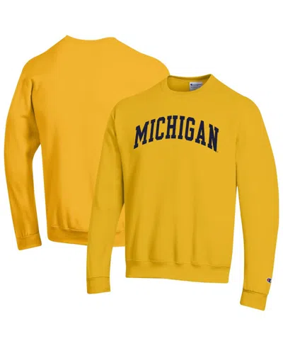 Champion Men's Maize Michigan Wolverines Basic Arch Fleece Pullover Sweatshirt In Yellow