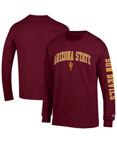 Champion Men's Maroon Arizona State Sun Devils Arch Over Logo 2-hit Long Sleeve T-shirt In Burgundy