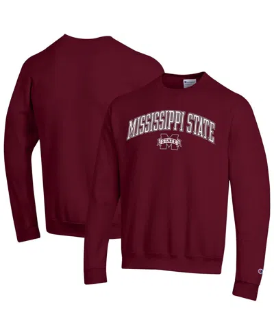 Champion Men's Maroon Mississippi State Bulldogs Arch Over Logo Pullover Sweatshirt In Burgundy