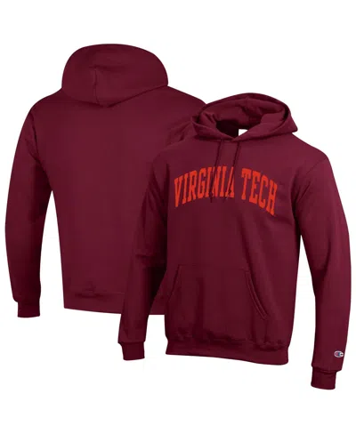 Champion Men's Maroon Virginia Tech Hokies Basic Arch Fleece Pullover Hoodie In Red