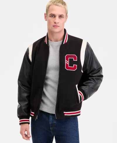 Champion Men's Mixed-media Varsity Bomber Jacket In Black